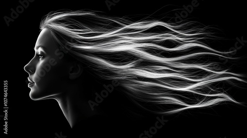 woman profile with amazing flowing hair