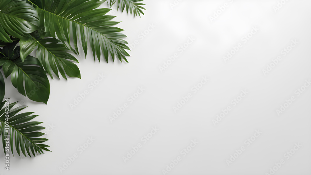 Tropical palm leaves on white background. Tropical palm leaves on white background.
