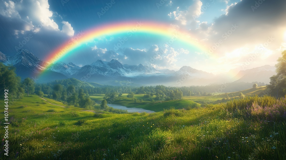 Arc of Hope Rainbow Embracing Serene Meadows Arc of Hope Rainbow Embracing Serene Meadows