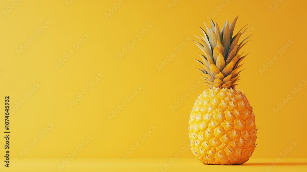 Pineapple on a yellow background. Pineapple on a yellow background.