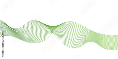 Abstract Green Wave Line Background, green wave melody lines on white background, Vector abstract graphic design Banner Pattern background template.White green Abstract Wallpaper