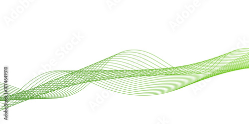 Abstract Green Wave Line Background, green wave melody lines on white background, Vector abstract graphic design Banner Pattern background template.White green Abstract Wallpaper