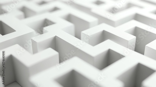 A white maze made of 3D shapes.