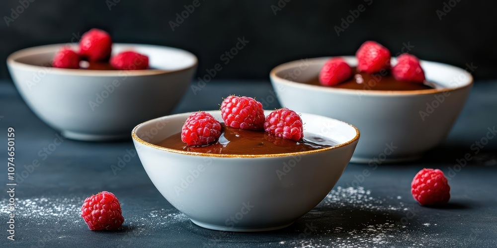 Organic ganache elegantly served in delicate dessert bowls, crowned with fresh berries and mint for a gourmet touch. Organic ganache elegantly served in delicate dessert bowls, crowned with fresh berries and mint for a gourmet touch.