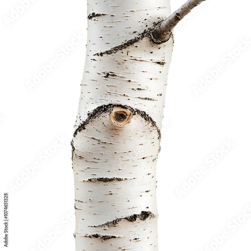 Betula pubescens isolated on a white background, close up photo