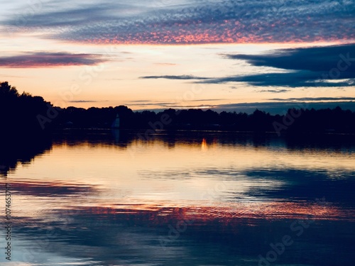 sunset over the lake