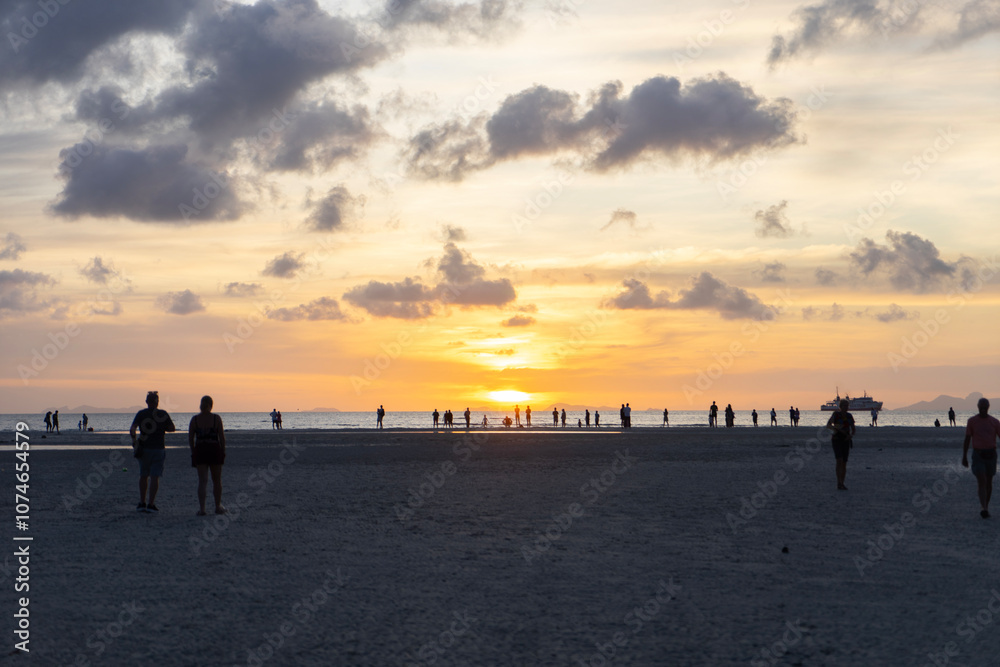 Fototapeta premium Sunset at beach. Nathon beach, Samui, Thailand.