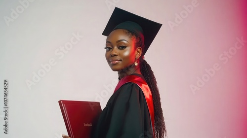 Wallpaper Mural A young Black woman in a graduation cap and gown holds her diploma, beaming with pride and excitement. Torontodigital.ca