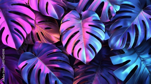 Wallpaper Mural Vibrant close-up of tropical leaves in hues of blue and purple, creating a stunning visual feast. Torontodigital.ca