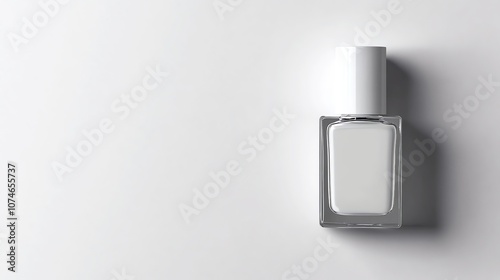 A single bottle of white nail polish against a white background.