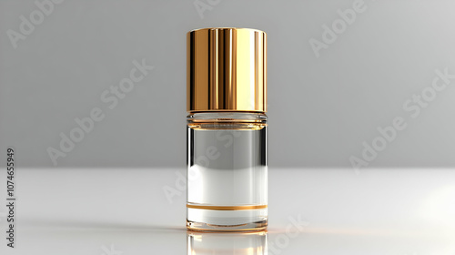Glass Bottle with Gold Cap 3D Illustration