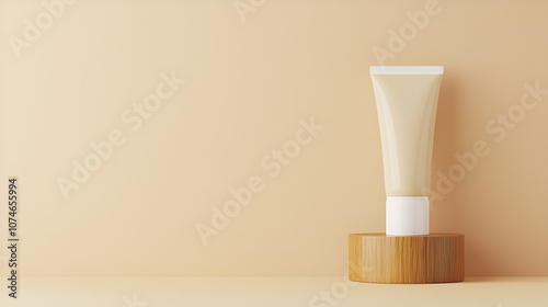 Tube of cream cosmetics minimalism beige background. Minimalism. Illustration