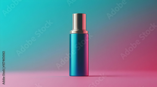 Blue Metal Bottle on Gradient Background 3D Illustration