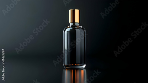 Glass Bottle with Gold Cap 3D Render