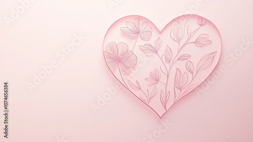 Pink floral heart design with delicate flowers on soft background Background, wall, space for text