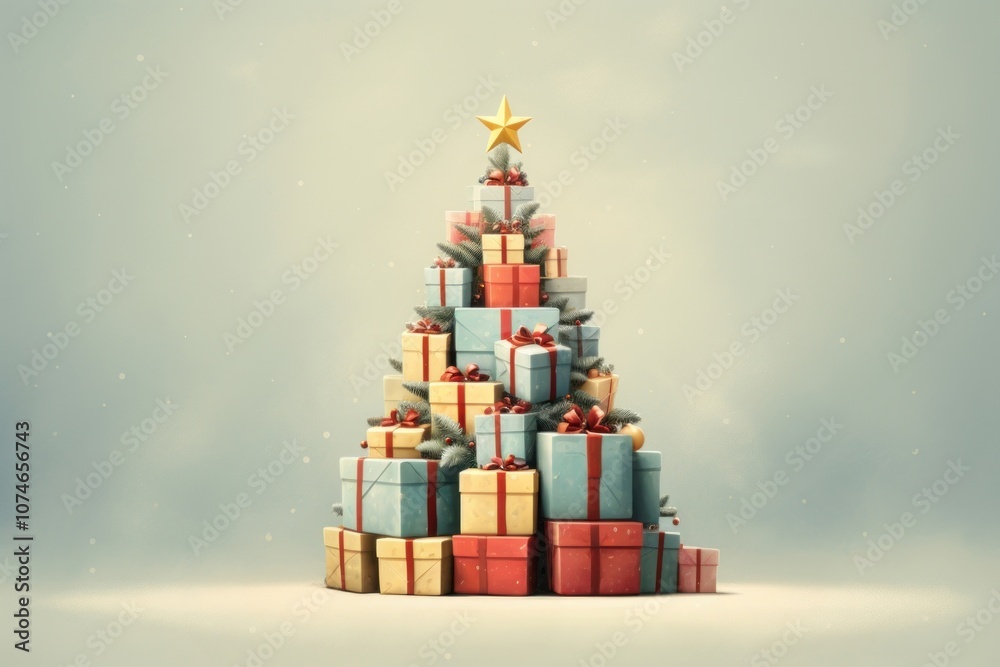 Obraz premium Christmas tree christmas gift box.