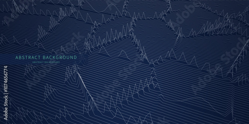 Abstract data graph from noisy  lines on blue background. Technology cyberspace concept.