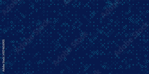 Abstract background chaotic size blue rhombus on dark blue. Rectangle mosaic design. Vector Illustration.