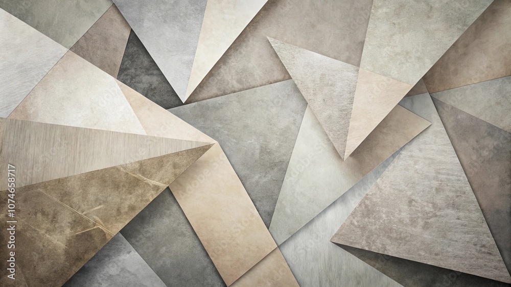Abstract Geometric Pattern of Interlocking Triangles with a Distressed Texture and a Range of Neutral Tones Abstract Geometric Pattern of Interlocking Triangles with a Distressed Texture and a Range of Neutral Tones