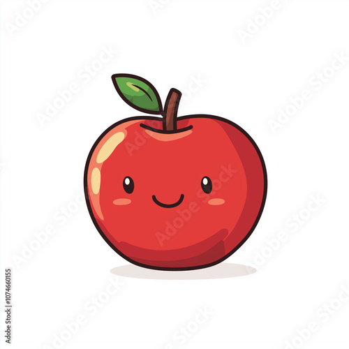 cartoon illustration of red apple on white background