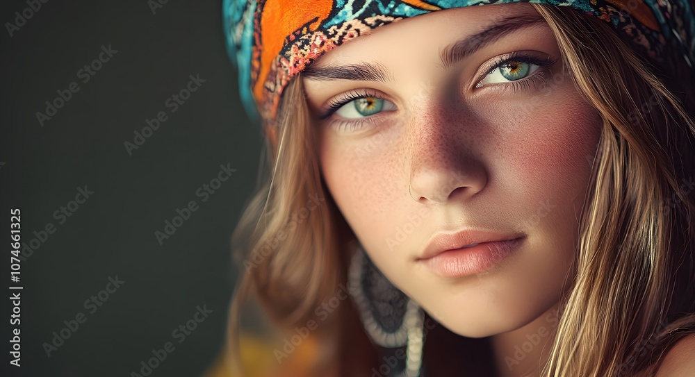 A young woman with a serene expression, gazing directly into the camera. She has soft, wavy brown hair that frames her face, and her skin is sun-kissed with freckles. A young woman with a serene expression, gazing directly into the camera. She has soft, wavy brown hair that frames her face, and her skin is sun-kissed with freckles.