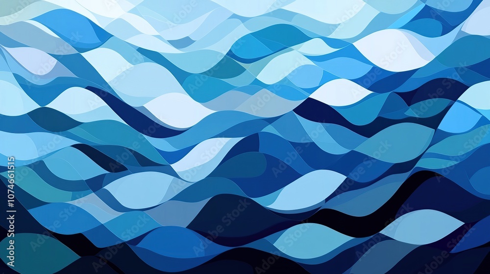 Abstract Blue Waves Digital Art