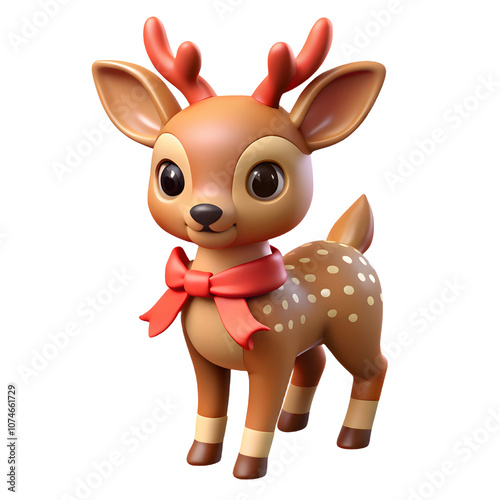 Cute Christmas fawn toy, christmas greetings mockup 