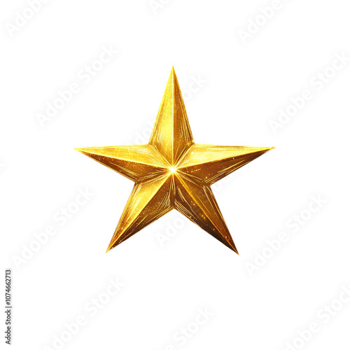 Solo una stella tridimensionale color oro su uno sfondo bianco trasparente da personalizzare con auguri e marchi