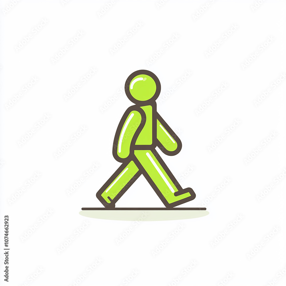 Icon depicting a person walking in green minimalistic design with clean lines. Icon depicting a person walking in green minimalistic design with clean lines.