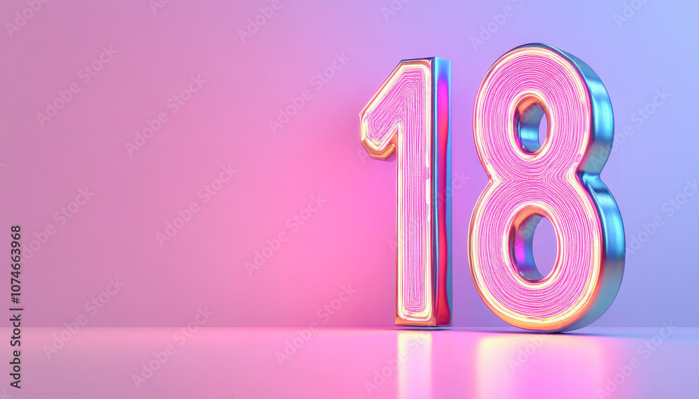Number eighteen sign representing adulthood and voting age Number eighteen sign representing adulthood and voting age