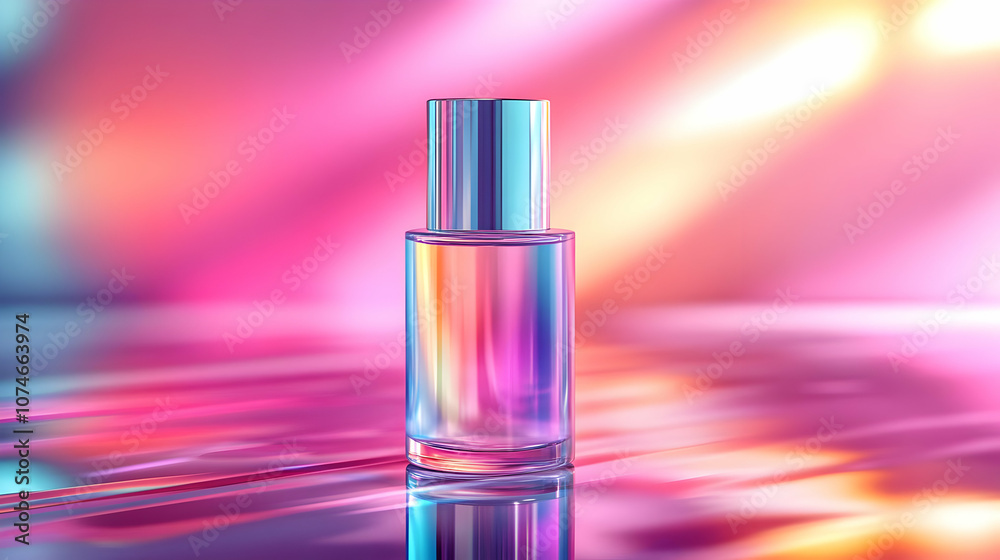 Glass Bottle with Colorful Gradient Background - Illustration Glass Bottle with Colorful Gradient Background - Illustration