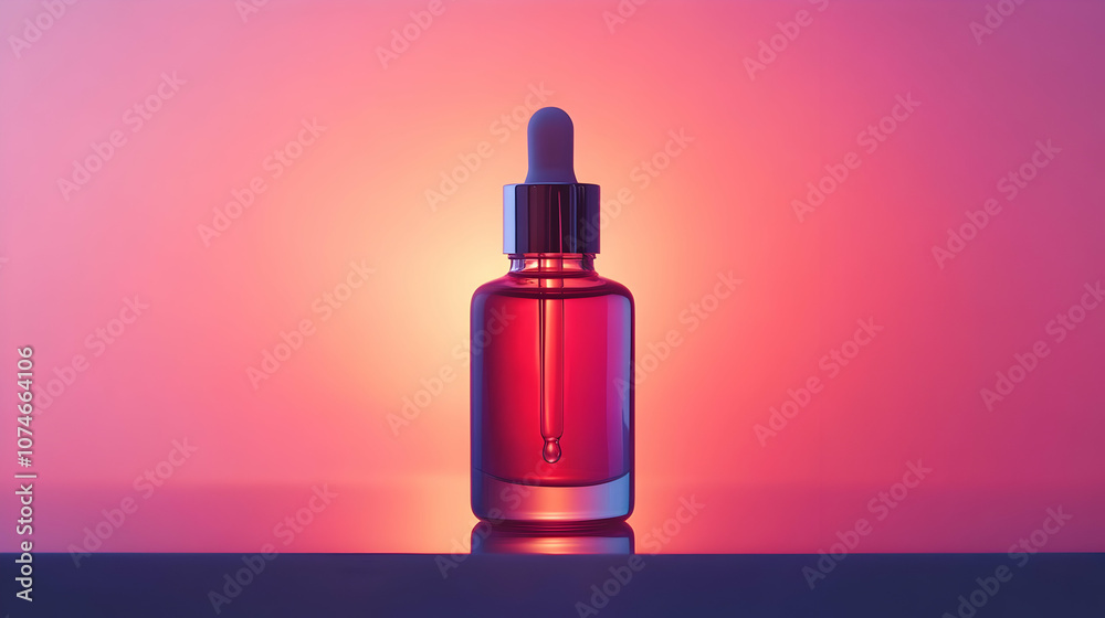 Glass Dropper Bottle with Pink Gradient Background - Product Photography Glass Dropper Bottle with Pink Gradient Background - Product Photography