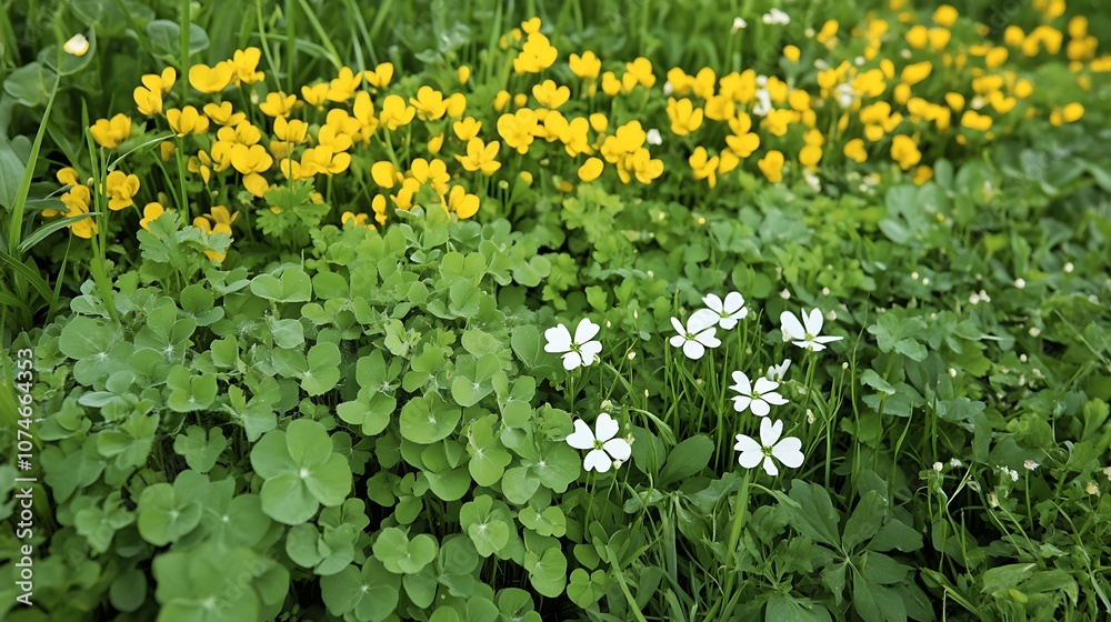 Obraz premium A diverse mix of cover crops growing together, each contributing to soil fertility and structure
