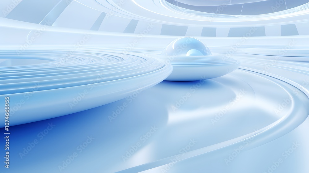Obraz premium 3d rendering of white and blue abstract geometric background. Scene for advertising, technology, showcase, banner, game, sport, cosmetic, business, metaverse. Sci-Fi Illustration. Product display