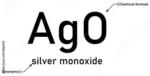 Silver monoxide chemical formula and synonyms with callout titles