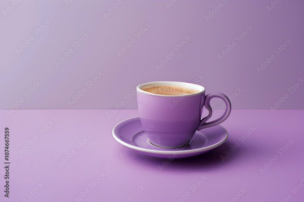 purple cup of coffee on violet background purple cup of coffee on violet background