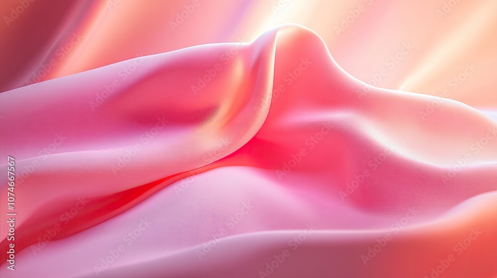 Soft pink fabric waves creating abstract dreamy texture