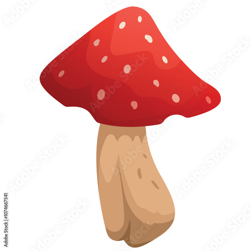 Vector illustration of red fly agaric mushroom. Elements for your design.