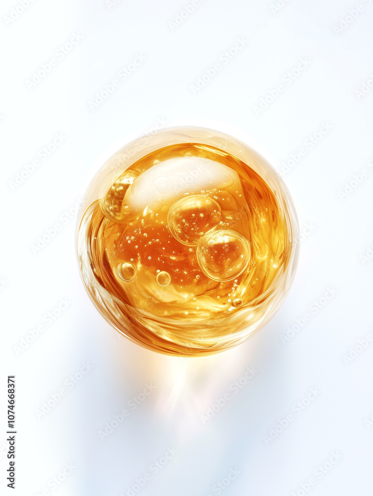 gold molecules, glass bubbles, , cosmetic moisturizing water molecules, Cosmetic essence, liquid oil foam, glass texture, 3D rendering gold molecules, glass bubbles, , cosmetic moisturizing water molecules, Cosmetic essence, liquid oil foam, glass texture, 3D rendering
