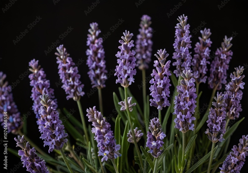 Fototapeta premium Lavender on a black background