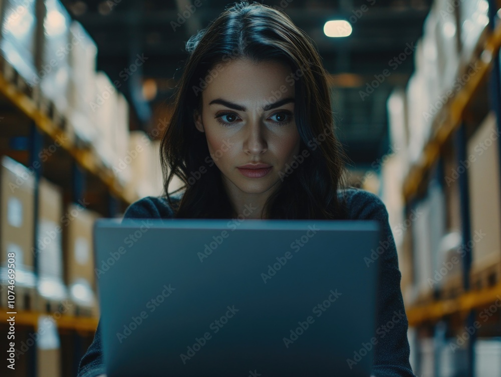 Intelligent Businesswoman Working on Laptop