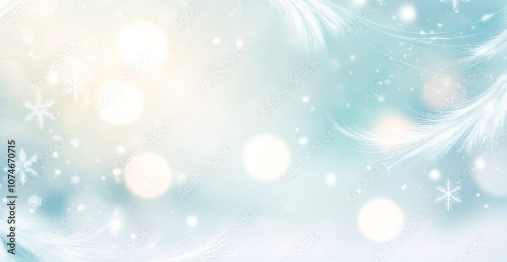 Winter background with soft blue blurred and gently falling snowflakes creating calm atmosphere. Fairytale background for winter holiday design. Generated AI. Winter background with soft blue blurred and gently falling snowflakes creating calm atmosphere. Fairytale background for winter holiday design. Generated AI.