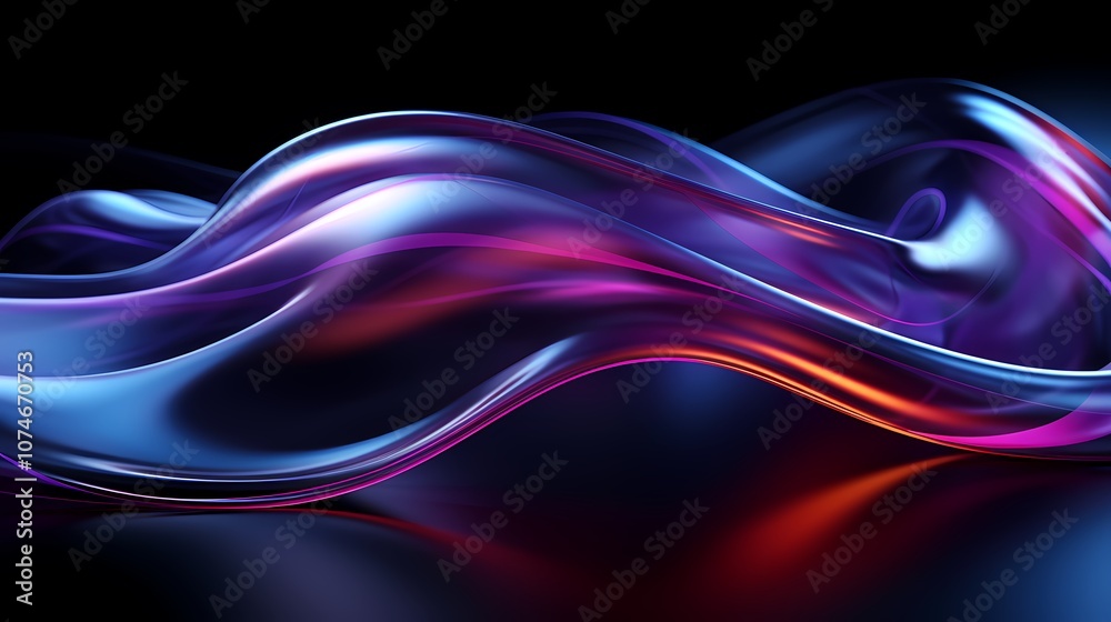 Naklejka premium digital technology black and blue purple gradient curve poster background