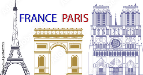 Set of Parisian landmarks