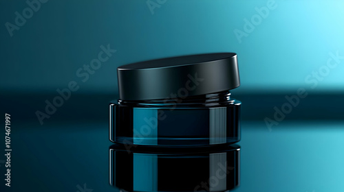 Blue Glass Jar with Black Lid - 3D Illustration