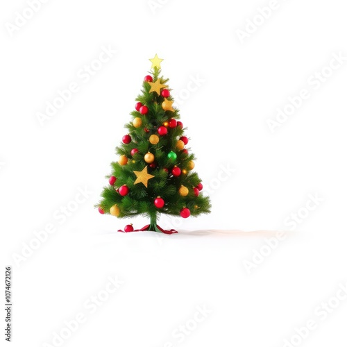 Decorated christmas tree on a white isolated background