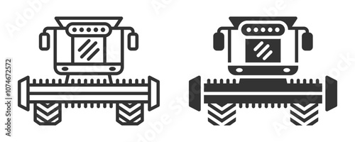 Simple combine harvester vector icon in two styles.