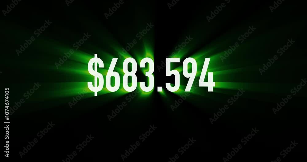 Infographics texture. Electronic counter of monetary numbers. Increase in bank account capital. Accumulation of a large amount of money. Jack pot million dollars.