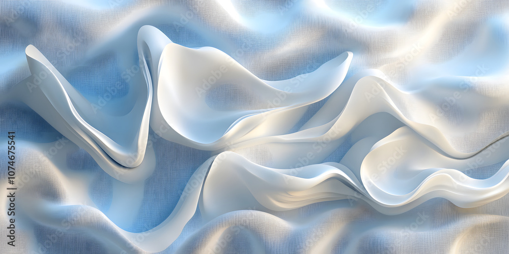 Obraz premium Premium minimalist abstract style silk with main colors of light blue and white, 3d, abstract, illustration, advertising, wallpaper, background, poster, business, e-commerce, cover, base map