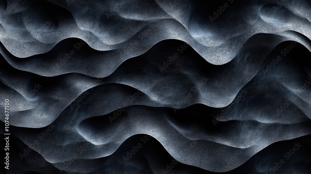 Obraz premium Monochrome Waves, Elegant minimalist design featuring intricate wave patterns in a soothing monochromatic palette, perfect for modern aesthetics.